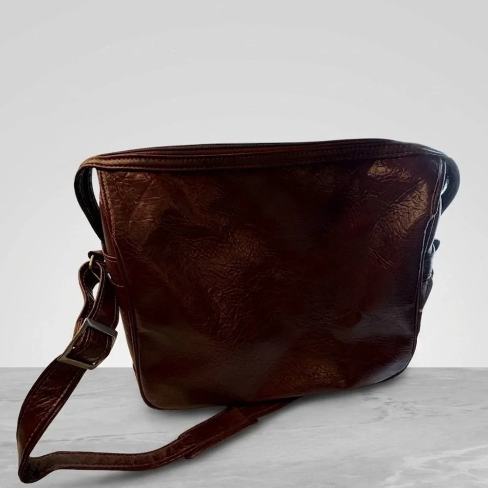 Samsonite Vtg Burgundy Faux Leather Messenger Bag Crossbody Travel Carry-On